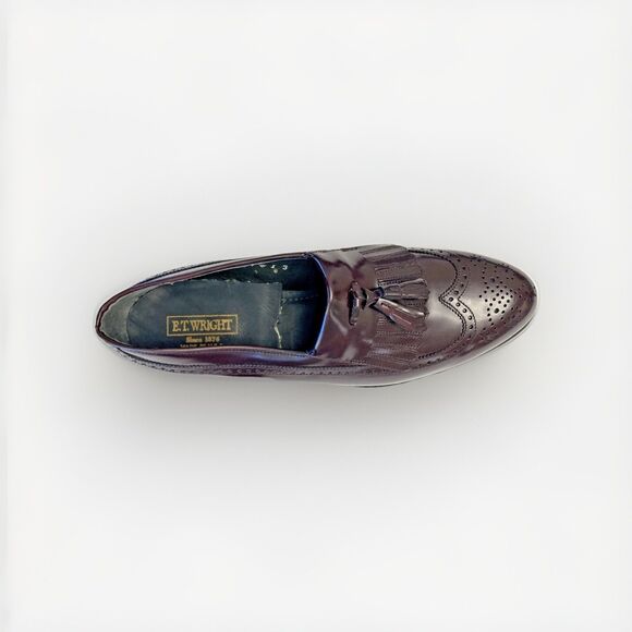 ET Wright Mens Leather Wing Tip Brogue Kiltie Tassel Loafers Burgundy US 9 D NIB main image 5